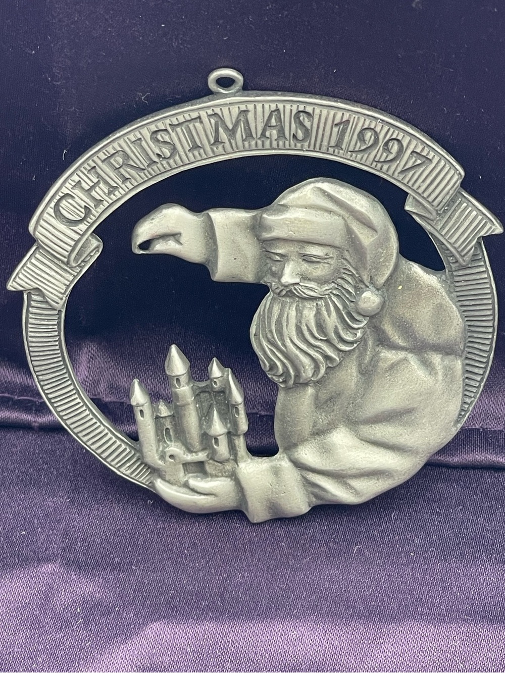 VTG Avon Annual Solid Pewter Ornament: “Santa” 1997 Christmas